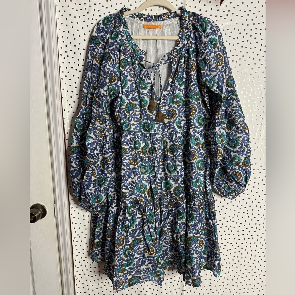 Oliphant Napa Olive Balloon dress with gold sparkles
